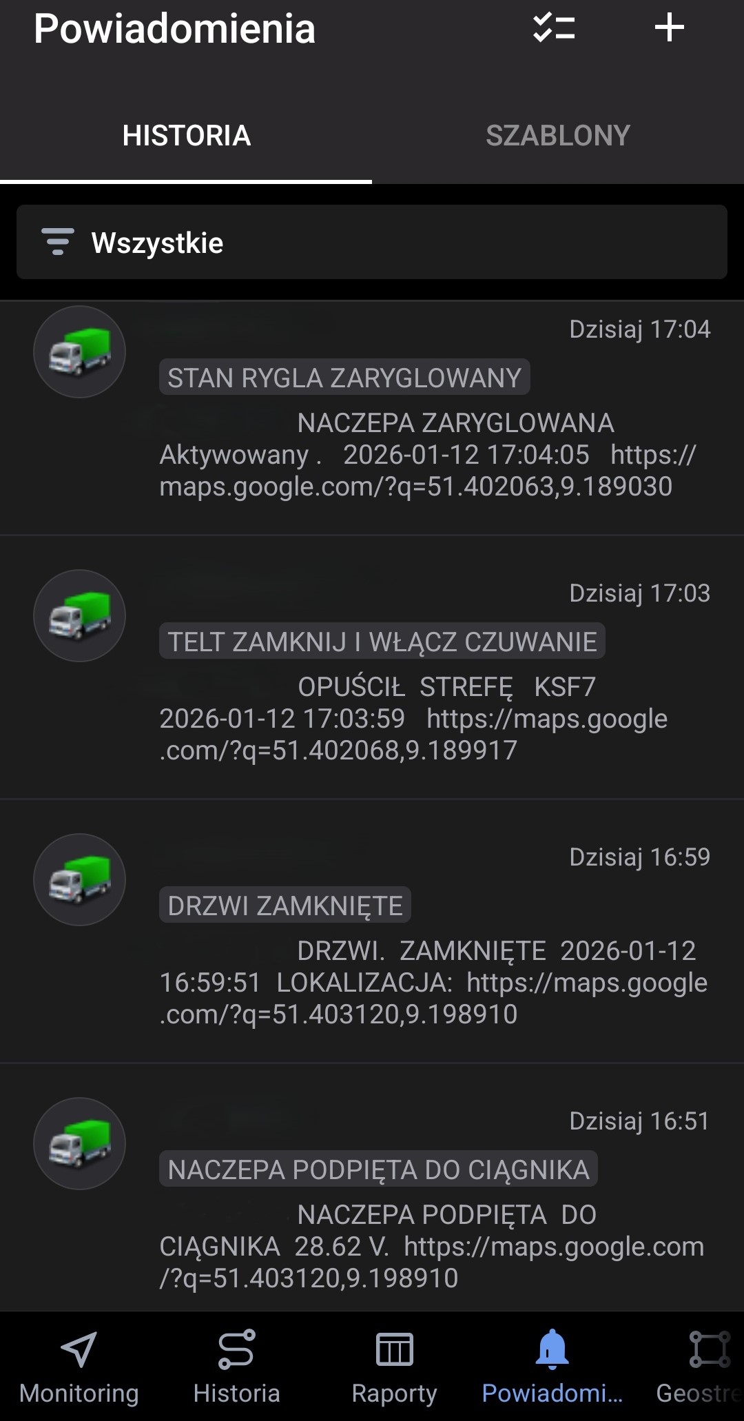 System telematyczny FRIGO LOCK - Powiadomienia dla zabezpieczeń naczep